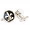 Silver Black White Enamel Round Fleur di Lis Cufflinks  1.jpg